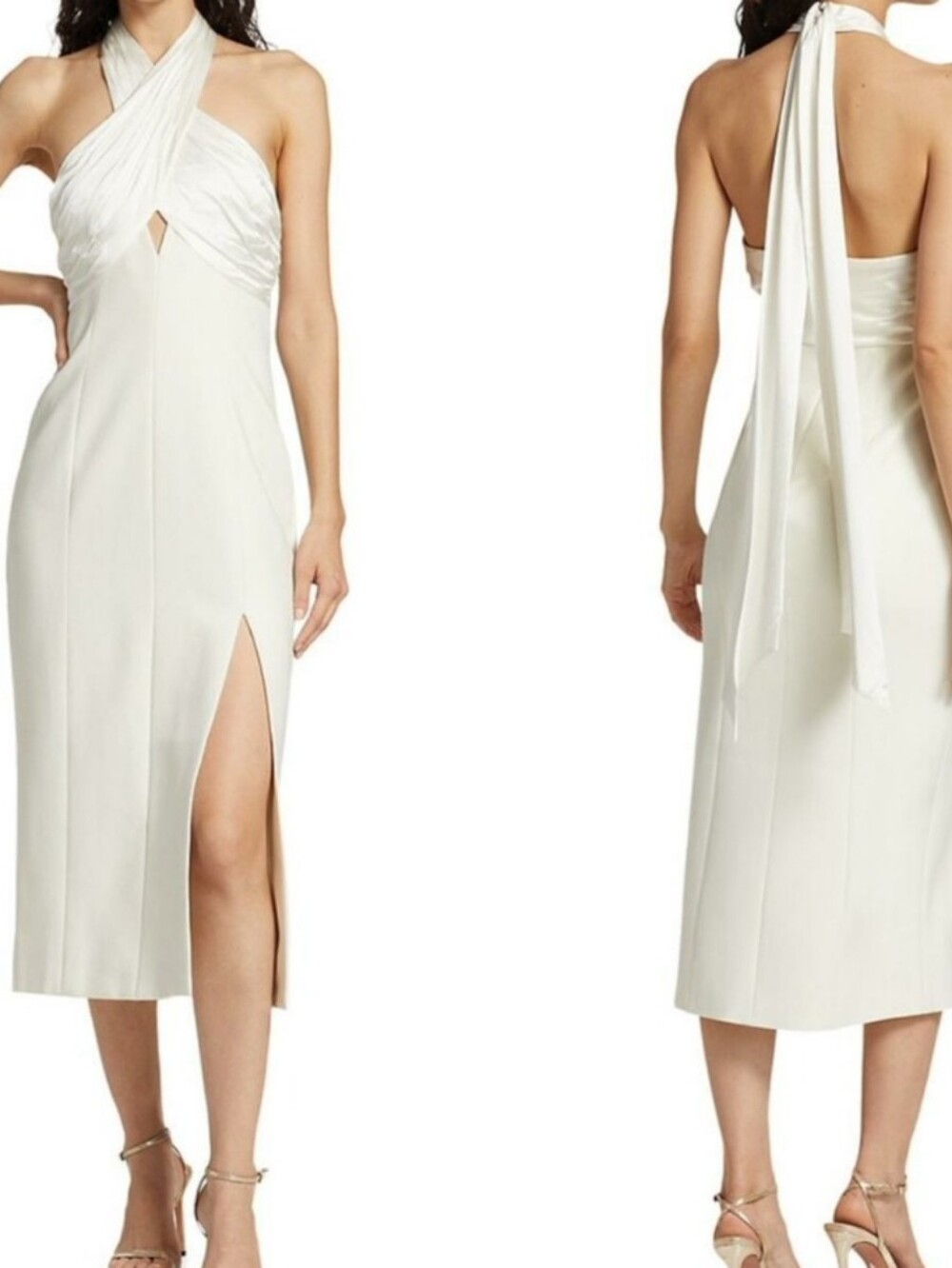 Cinq a Sept Ivory Archer Satin Crossover-Neck